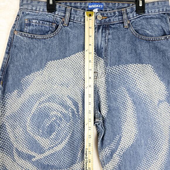 Chinatown Market Rose Parade Floral Straight Leg Jeans XL 36x30 Streetwear - Picture 11 of 14